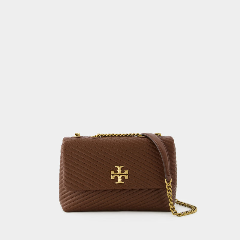 Kira Moto Quilt Small Convertible Bag - Tory Burch - Leather - Brown