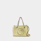 Tory Burch Fleming金色皮质软链条迷你购物袋