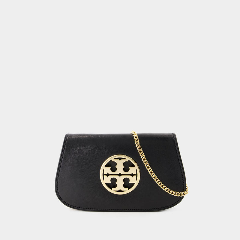 Reva Clutch - Tory Burch - Leather - Black