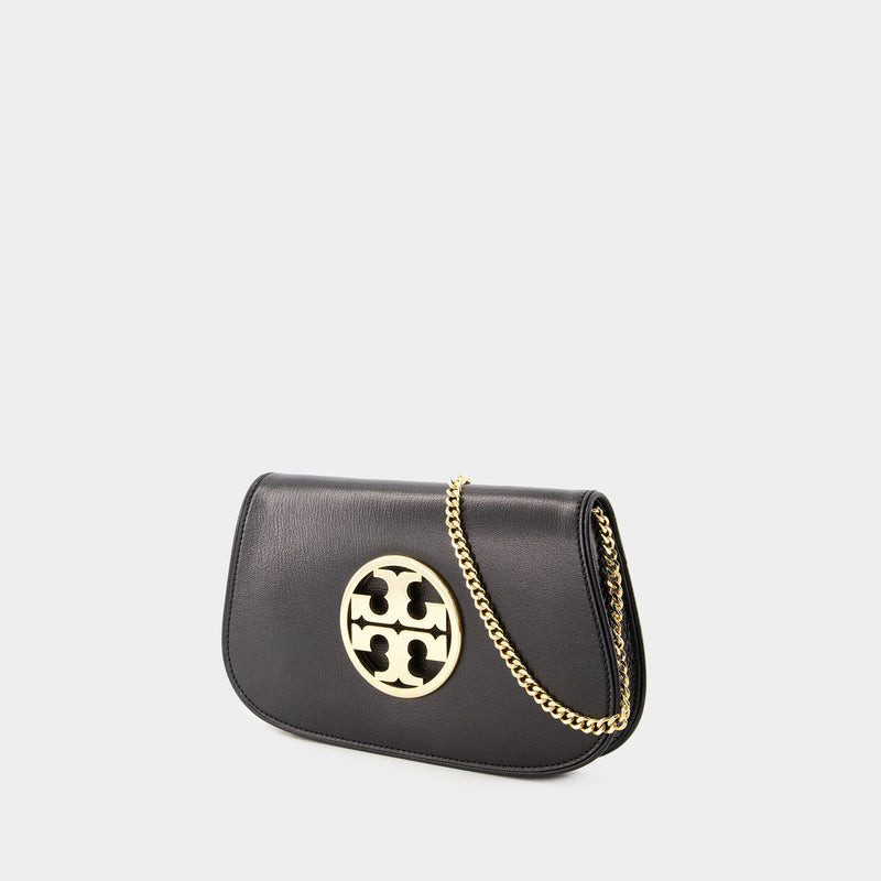 Tory Burch Reva黑色皮质手拿包