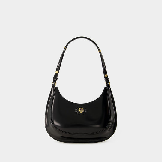 Tory Burch Robinson Crescent 黑色皮质Hobo包