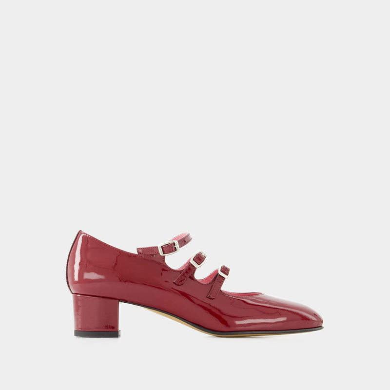 Kina 波尔多红漆皮玛丽珍鞋