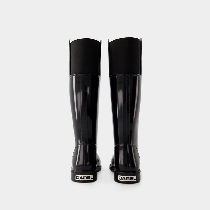Carel Tempete Boots黑色PVC材质高跟踝靴