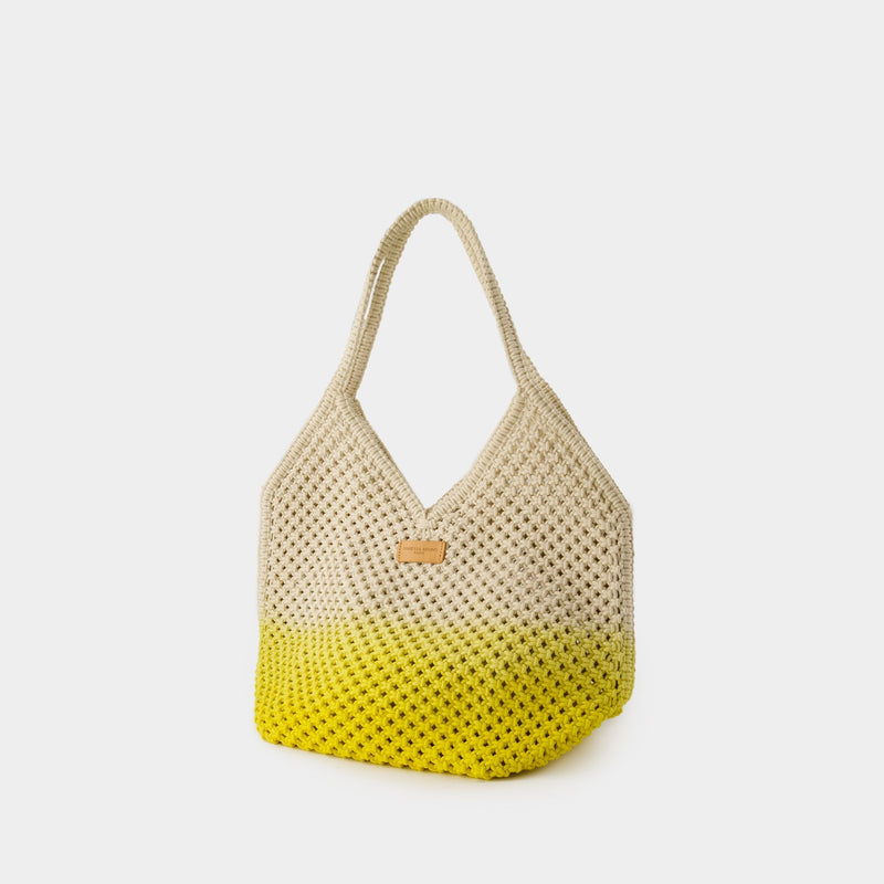 Panier Shopper Bag - Vanessa Bruno - Cotton - White/Yellow