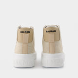 B Court High Top-Canvas&Logo in White Cotton