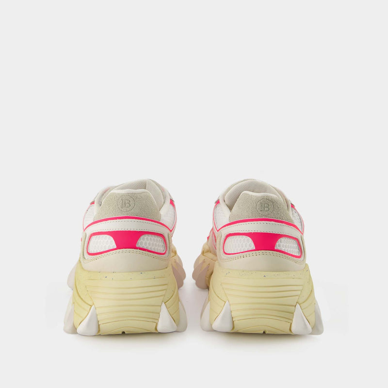 Balmain B-East白色/亮粉色皮质运动鞋