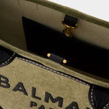 B-Army Small Shopper Bag - Balmain - Canvas - Khaki/Black