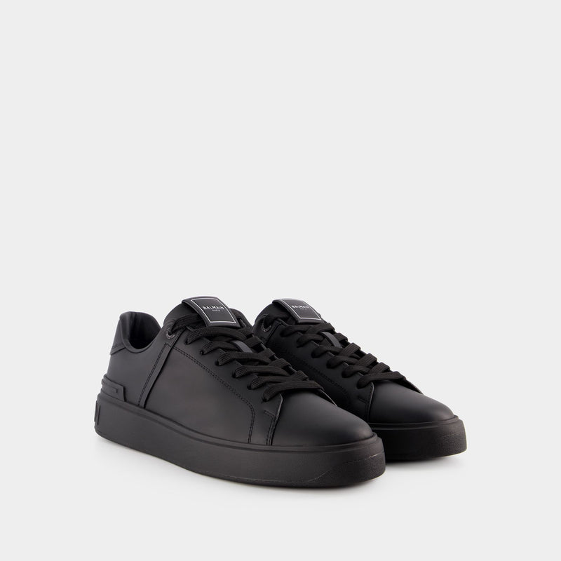 B Court Sneakers - Balmain - Leather - Black