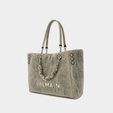 1945 Soft Shopper Bag - Balmain - Canvas - Blue Grey