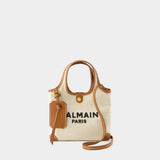 B-Army Mini Grocery Shopper Bag - Balmain - Canvas - Beige