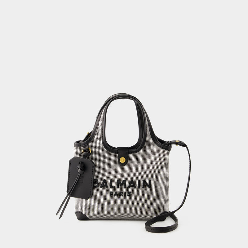 Balmain B-Army黑色帆布迷你购物袋