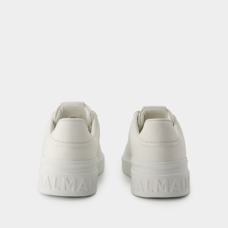 Balmain B-Court白色皮质运动鞋
