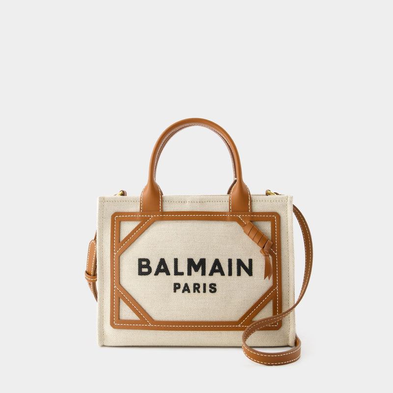 Balmain B-Army米色帆布小号购物袋