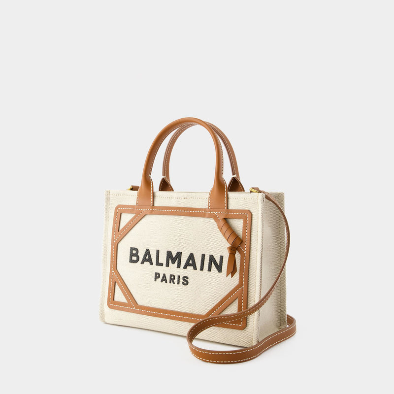 Balmain B-Army米色帆布小号购物袋