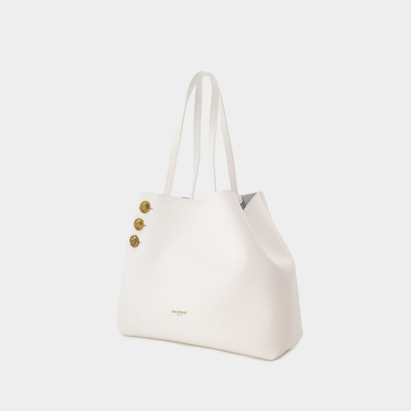 Embleme Shopper Bag - Balmain - Leather - White