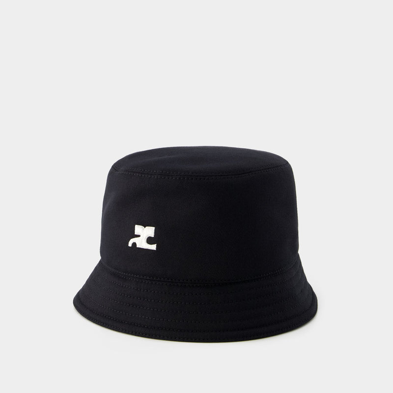 Signature 黑色棉质水桶帽