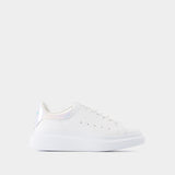 White and Iridescent Leather Oversized Sneakers