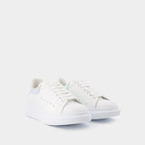 White and Iridescent Leather Oversized Sneakers