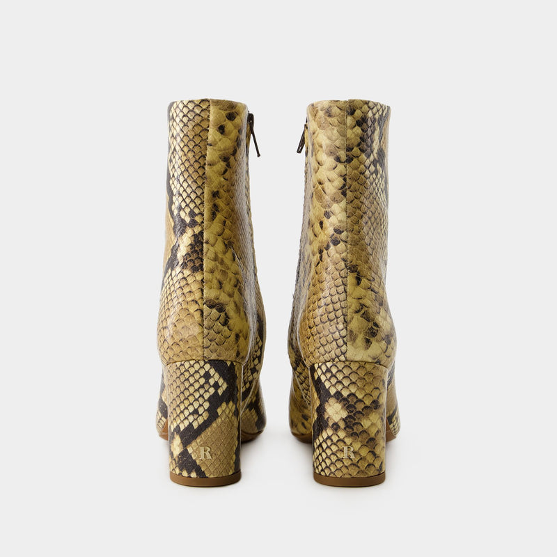 Celeste 自然蛇纹皮质踝靴