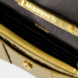 Hourglass Wallet On Chain - Balenciaga - Leather - Gold