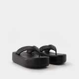 Rise Thong Sandals in Black Canvas