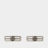 BB Icon Earrings - Balenciaga - Brass - Antique Silver