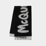 Sc Graffiti Scarf - Alexander Mcqueen -  Black/Ivory - Wool