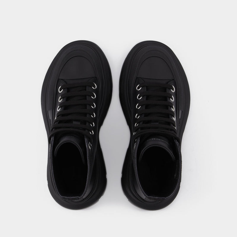 Tread Slick Sneakers in Black and Silver Leather