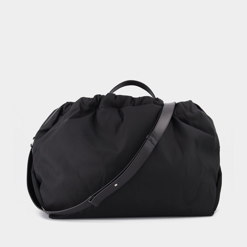 Large Cord Bag in Black and White Polyester