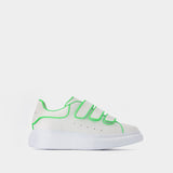 Oversize Sneakers in White/Green Leather