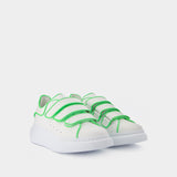 Oversize Sneakers in White/Green Leather