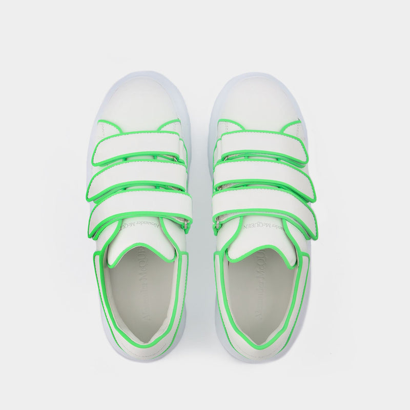 Oversize Sneakers in White/Green Leather