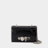 Mini Jewelled Satchel in Black Patent Leather