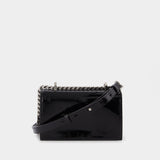 Mini Jewelled Satchel in Black Patent Leather