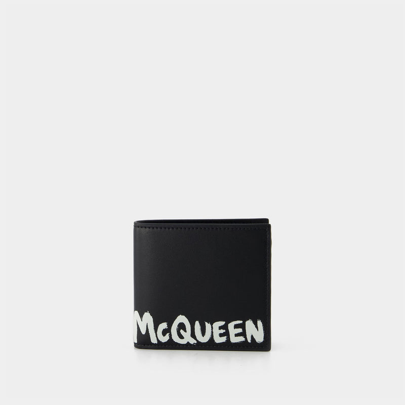 Alexander Mcqueen Billfold 8Cc黑色/白色 皮质钱包