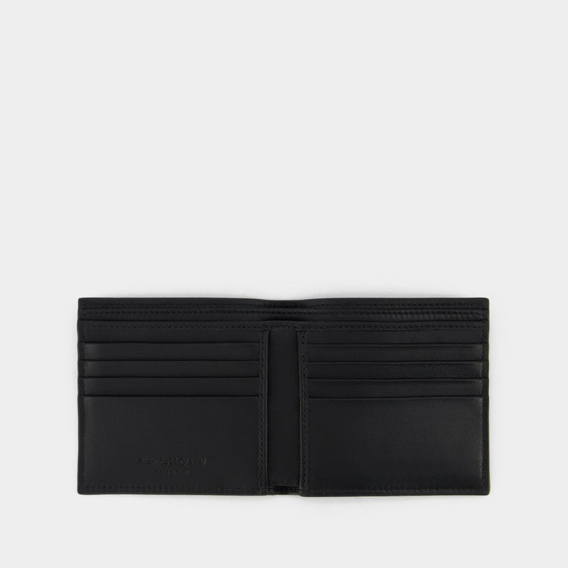 Alexander Mcqueen Billfold 8Cc黑色/白色 皮质钱包