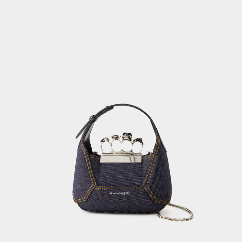 Jewelled Mini Hobo Bag - Alexander Mcqueen - Leather - Black