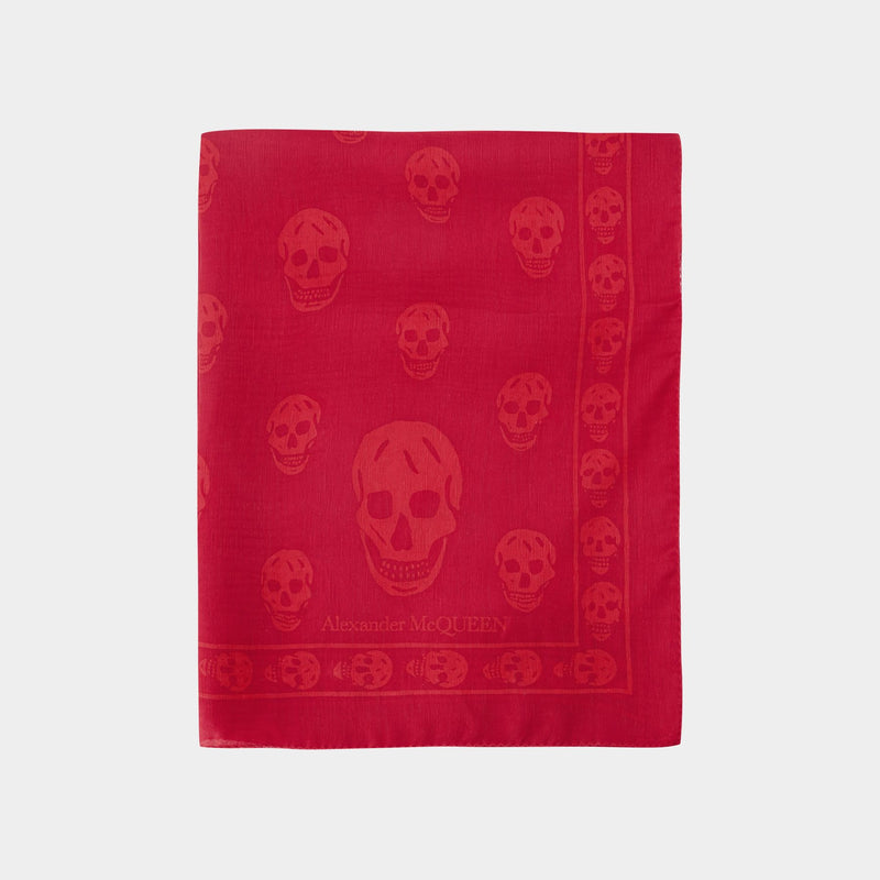 Skull 红色丝绸骷髅头印花方巾