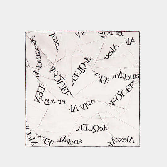 Origami Logo象牙白斜纹布logo方巾