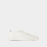 Low-Top Logo Sneakers in White Leather