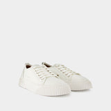 Low-Top Logo Sneakers in White Leather