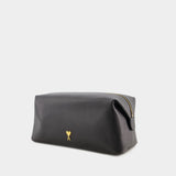 Paris Toilet Pouch - AMI Paris - Leather - Black