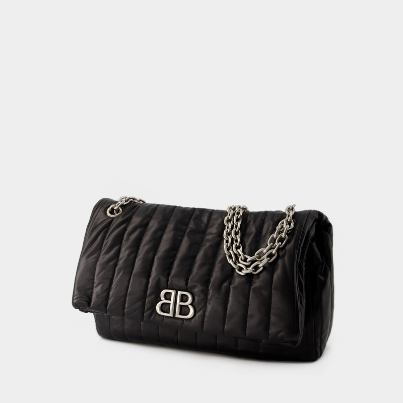 Monaco Hobo Bag M - Balenciaga - Quilted Leather  - Black