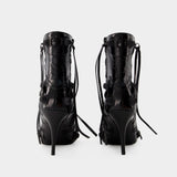 Balenciaga Cagole Bootie H90黑色皮质及踝高跟靴