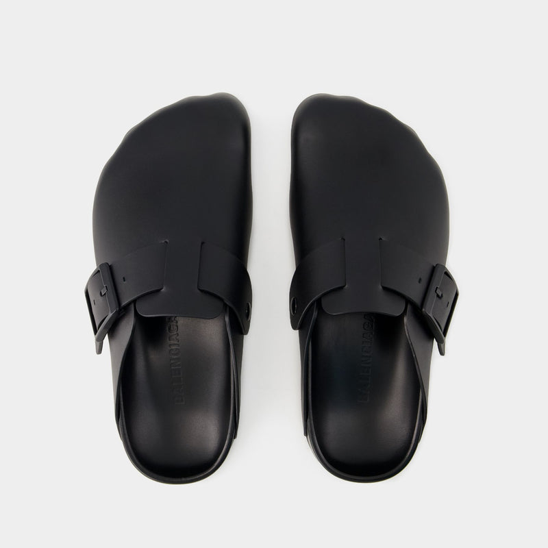 Balenciaga Sunday黑色皮质拖鞋