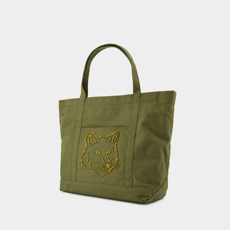 Fox Head 绿色棉质大号购物袋