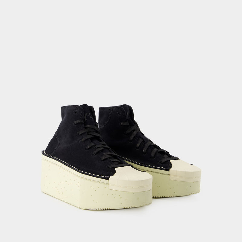 Y-3 Renga Hi Sneakers 拼色厚底小牛皮绒面拼接运动鞋