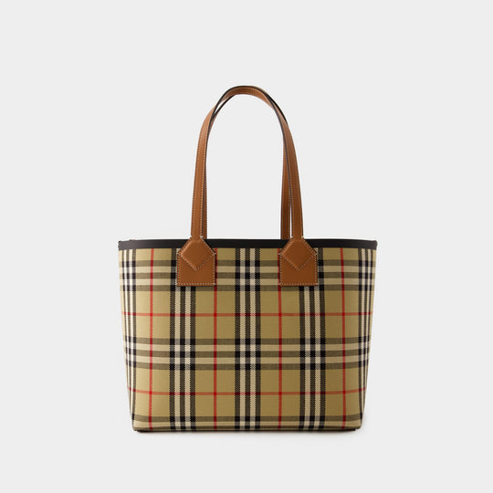 SM London Tote bag棕色经典格纹托特包