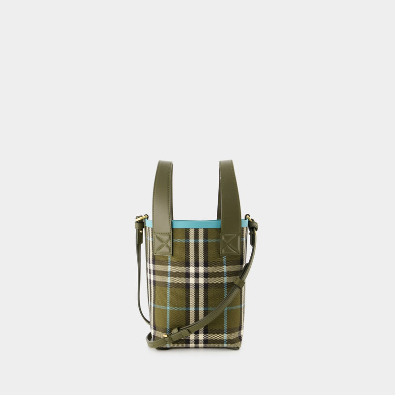 Mini London Shopper Bag - Burberry - Cotton - Olive Green