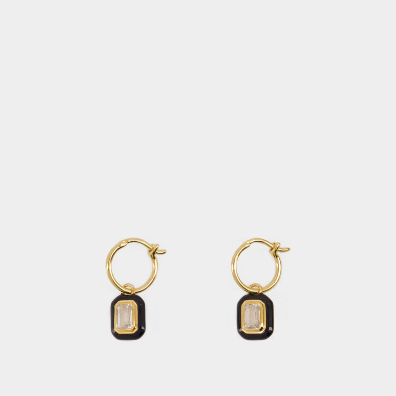 Black Stone & Enamel Charm Earring - Missoma - Gold - Metal